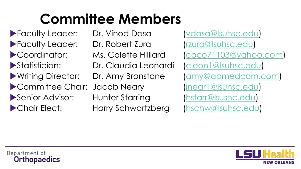 committee members faculty leader dr vinod dasa