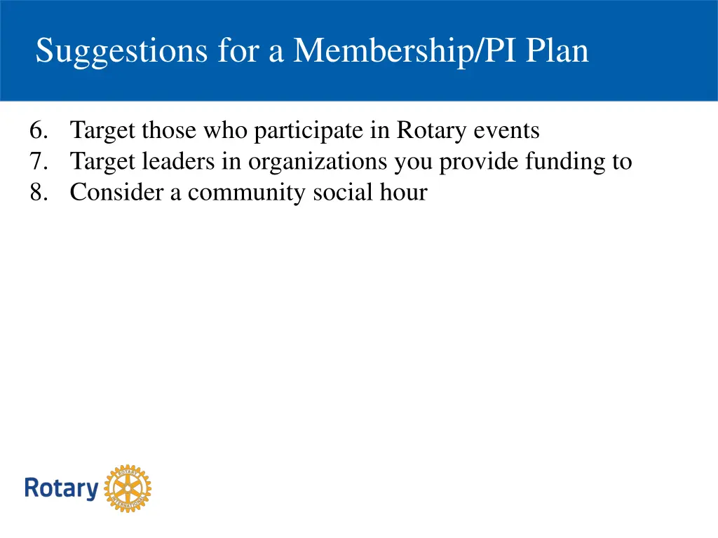 suggestions for a membership pi plan 1