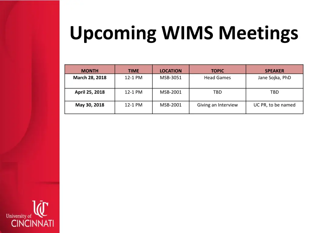 upcoming wims meetings