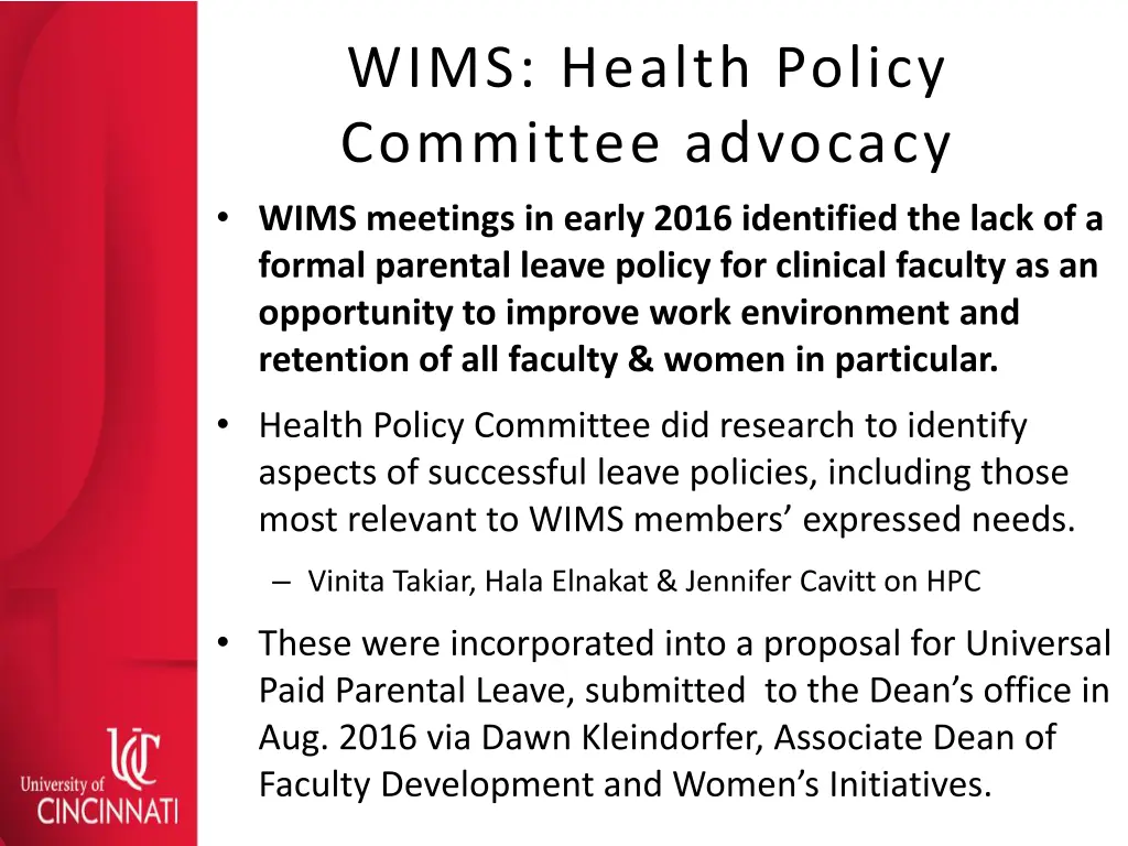 wims health policy committee advocacy wims
