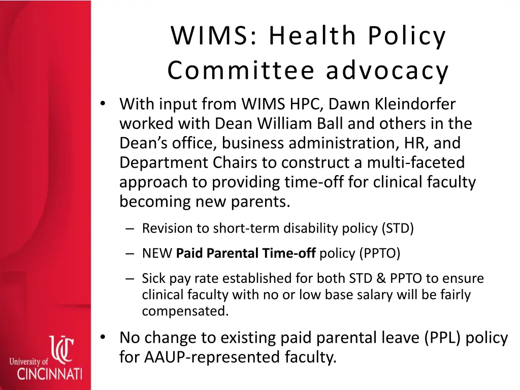 wims health policy committee advocacy with input