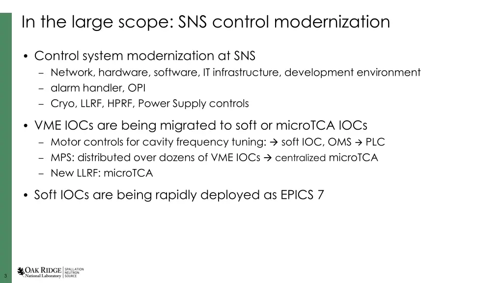 in the large scope sns control modernization