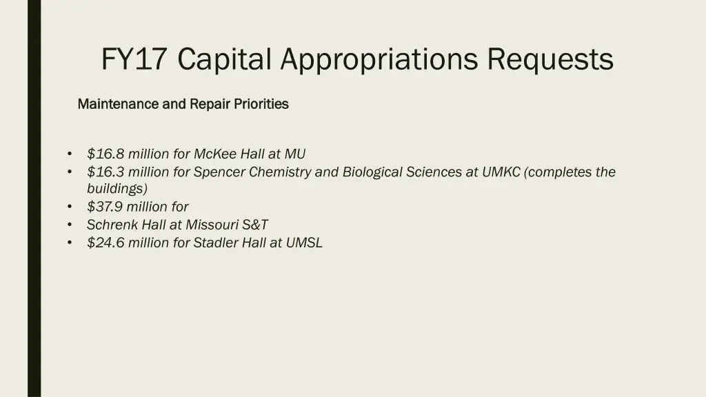 fy17 capital appropriations requests