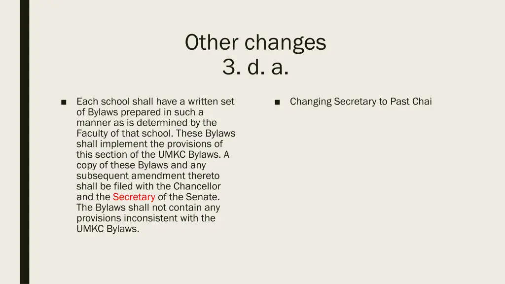 other changes 3 d a