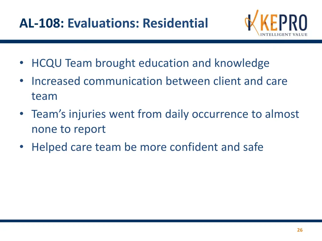 al 108 evaluations residential