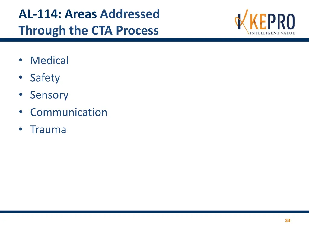 al 114 areas addressed through the cta process