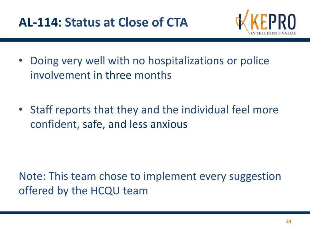 al 114 status at close of cta