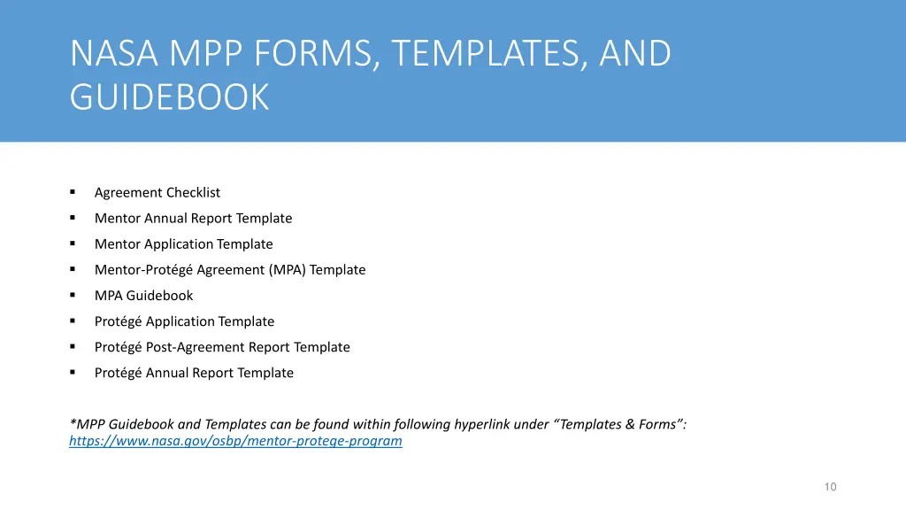 nasa mpp forms templates and guidebook