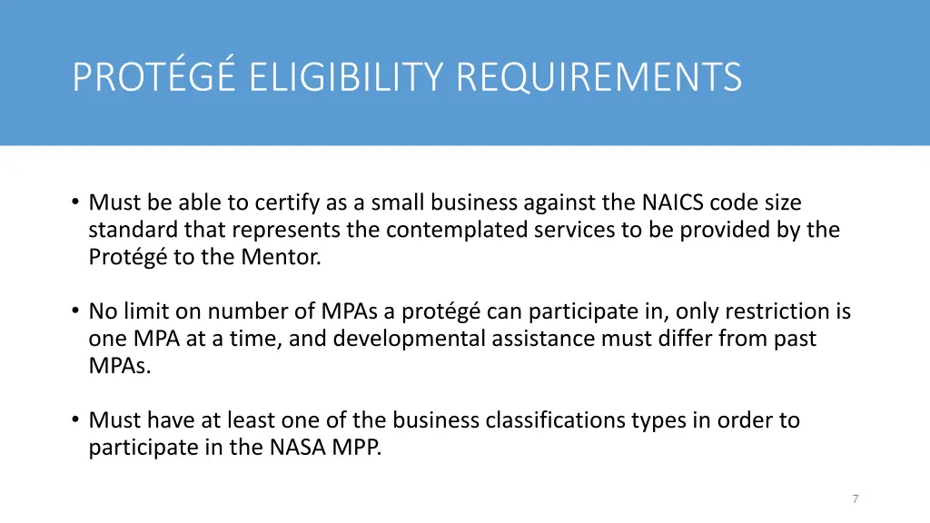 prot g eligibility requirements