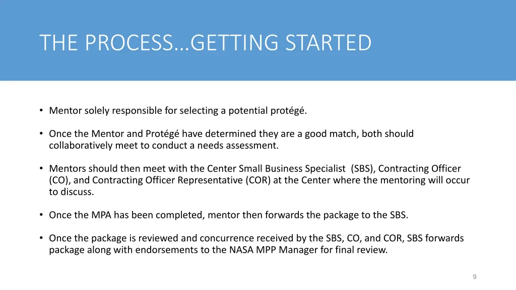 the process getting started