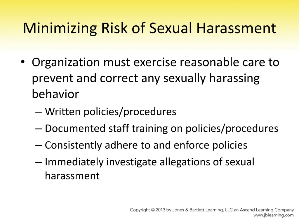 minimizing risk of sexual harassment