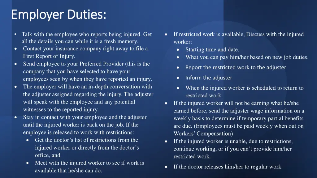 employer duties employer duties