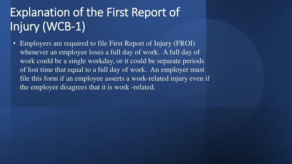 explanation of the first report of explanation