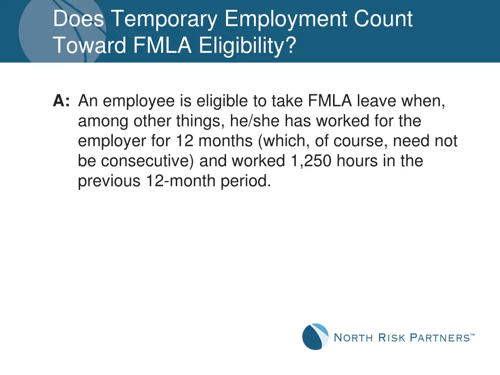 does temporary employment count toward fmla 1