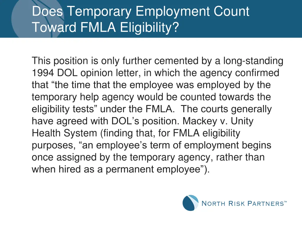 does temporary employment count toward fmla 3