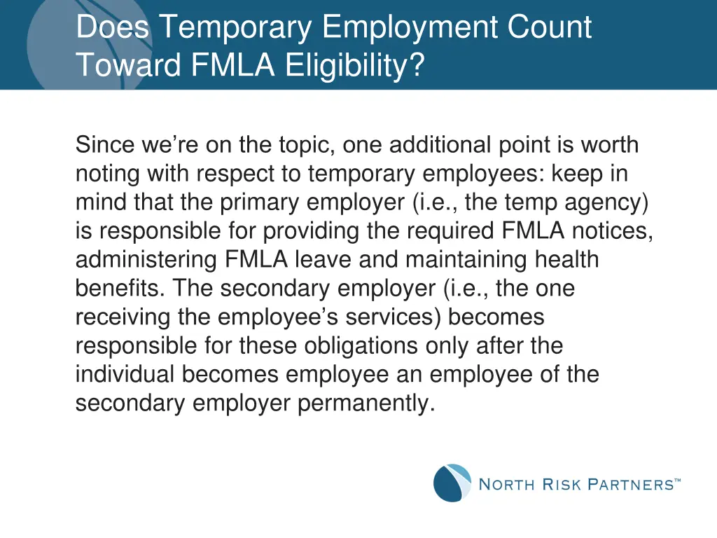does temporary employment count toward fmla 5