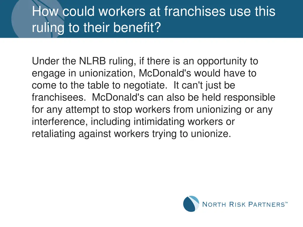 how could workers at franchises use this ruling 2