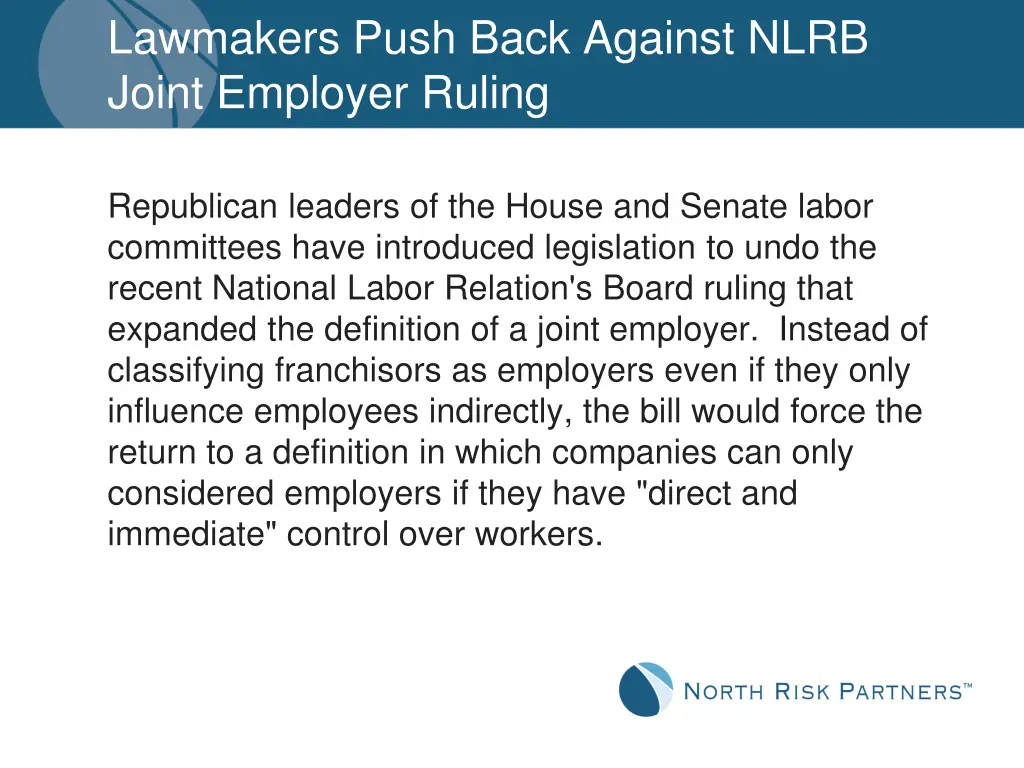 lawmakers push back against nlrb joint employer 2