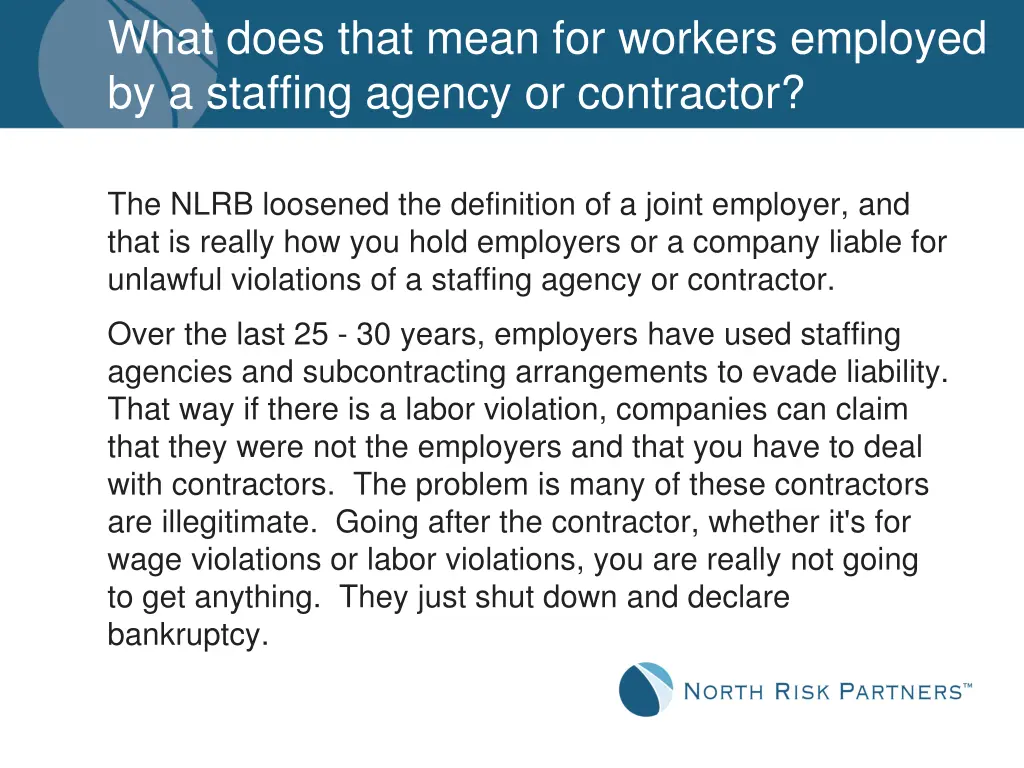 what does that mean for workers employed 1