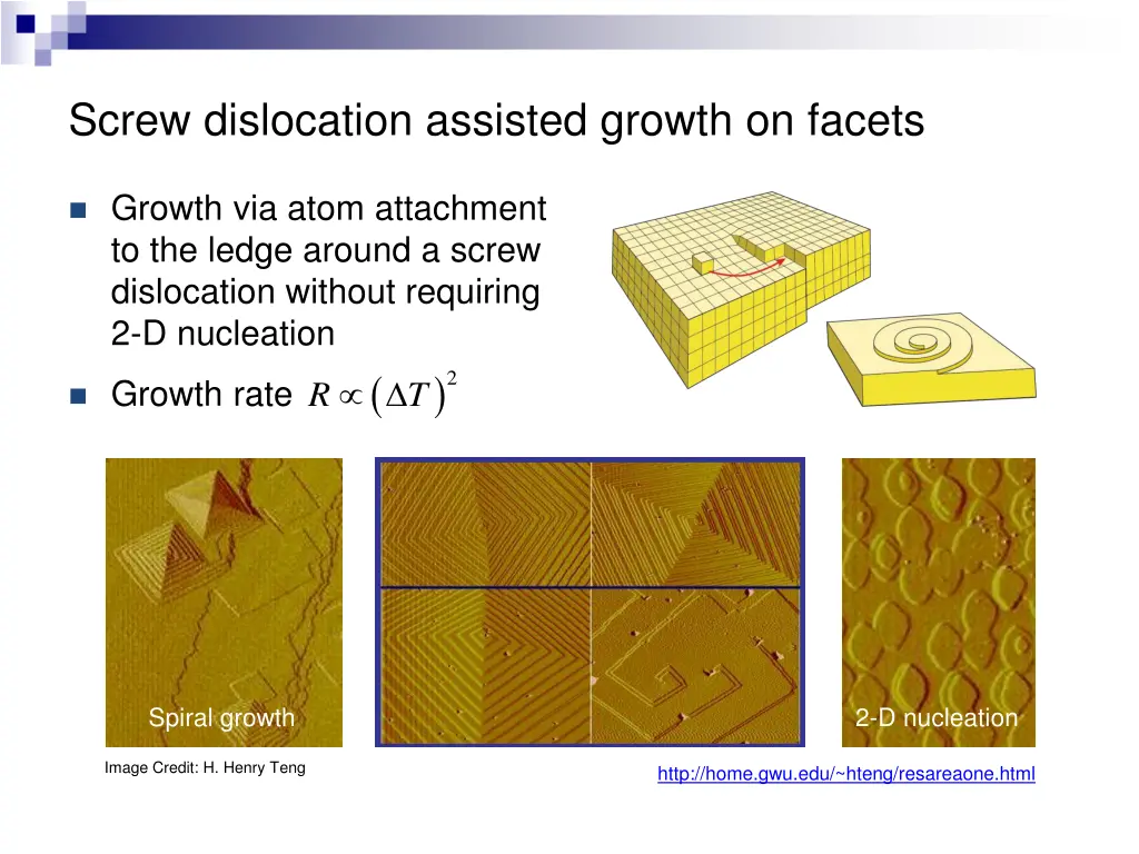 screw dislocation assisted growth on facets