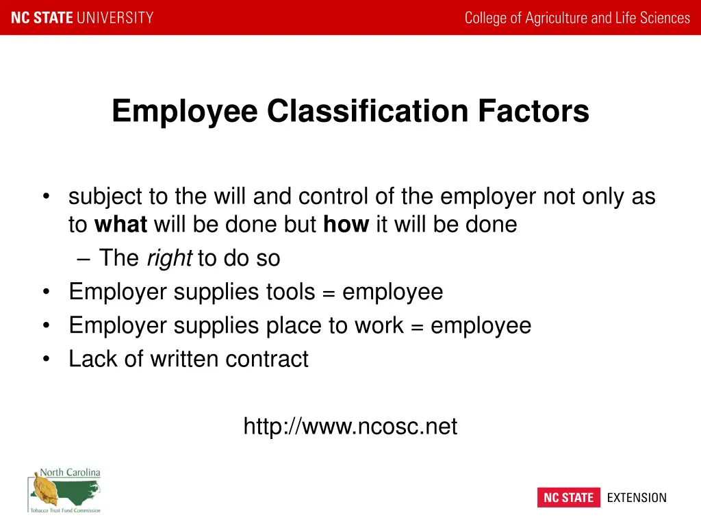 employee classification factors