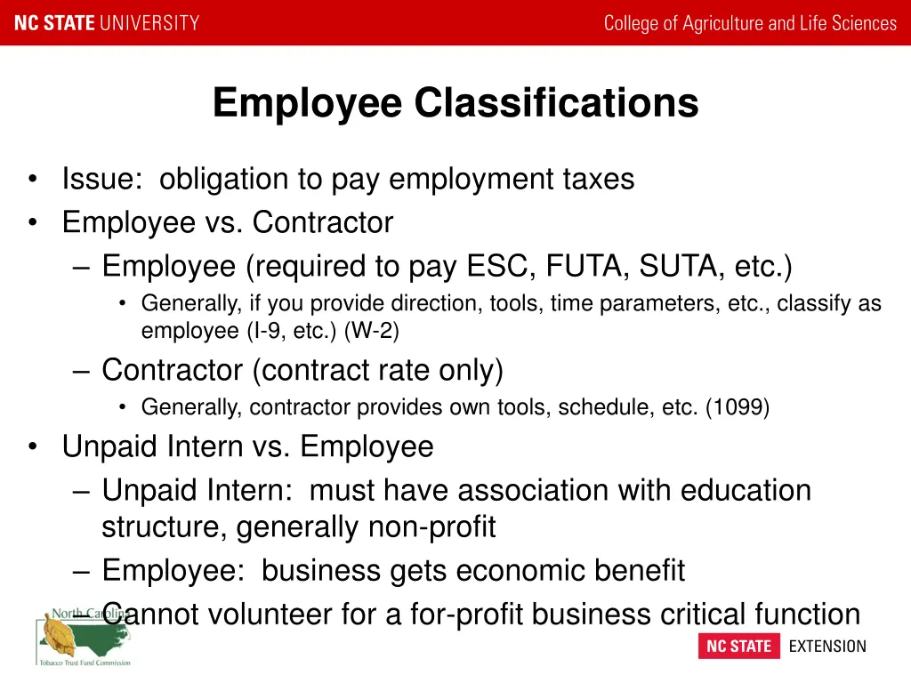 employee classifications