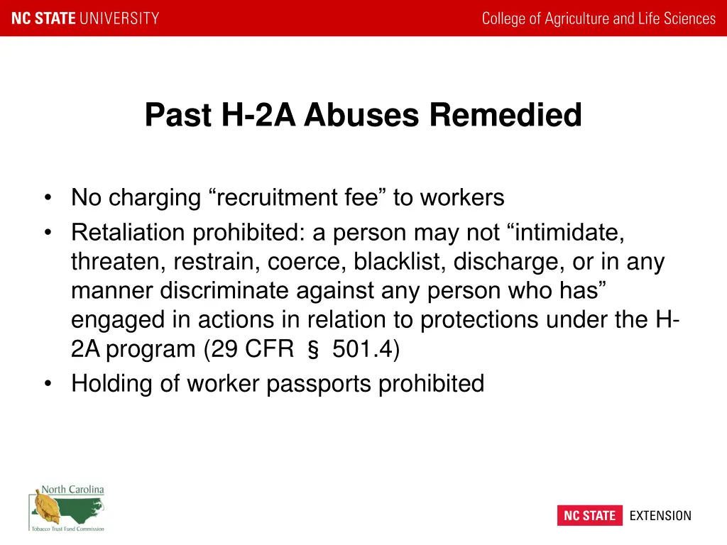 past h 2a abuses remedied