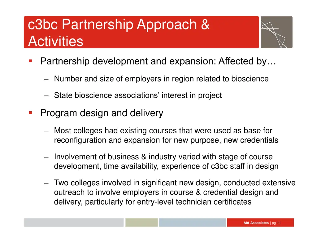 c3bc partnership approach activities 1