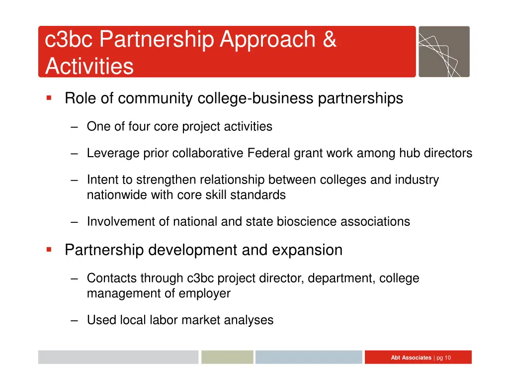 c3bc partnership approach activities
