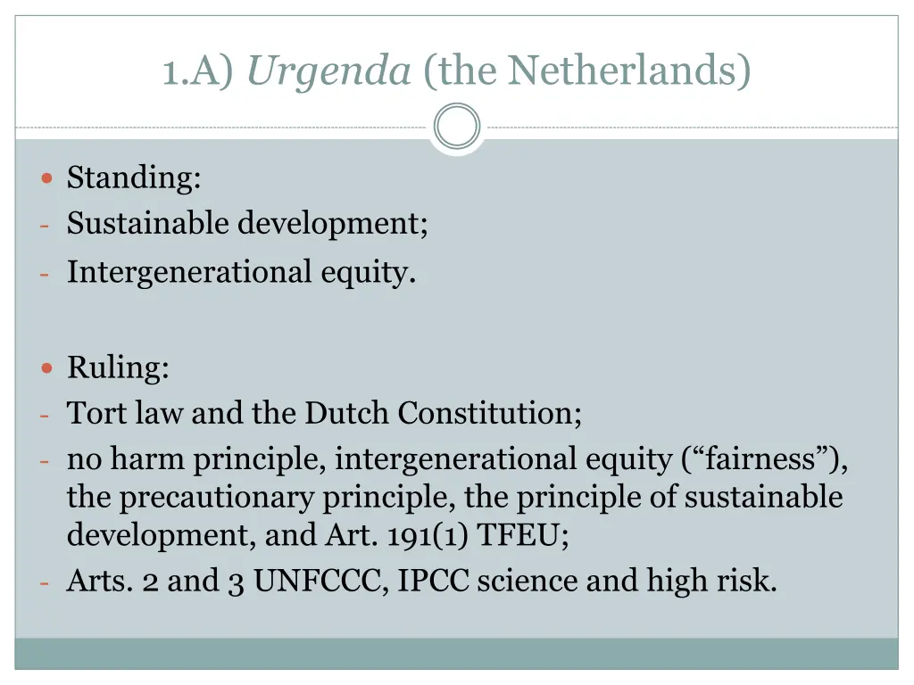 1 a urgenda the netherlands