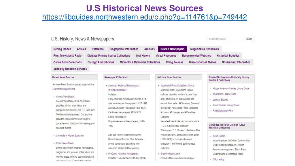 u s historical news sources https libguides