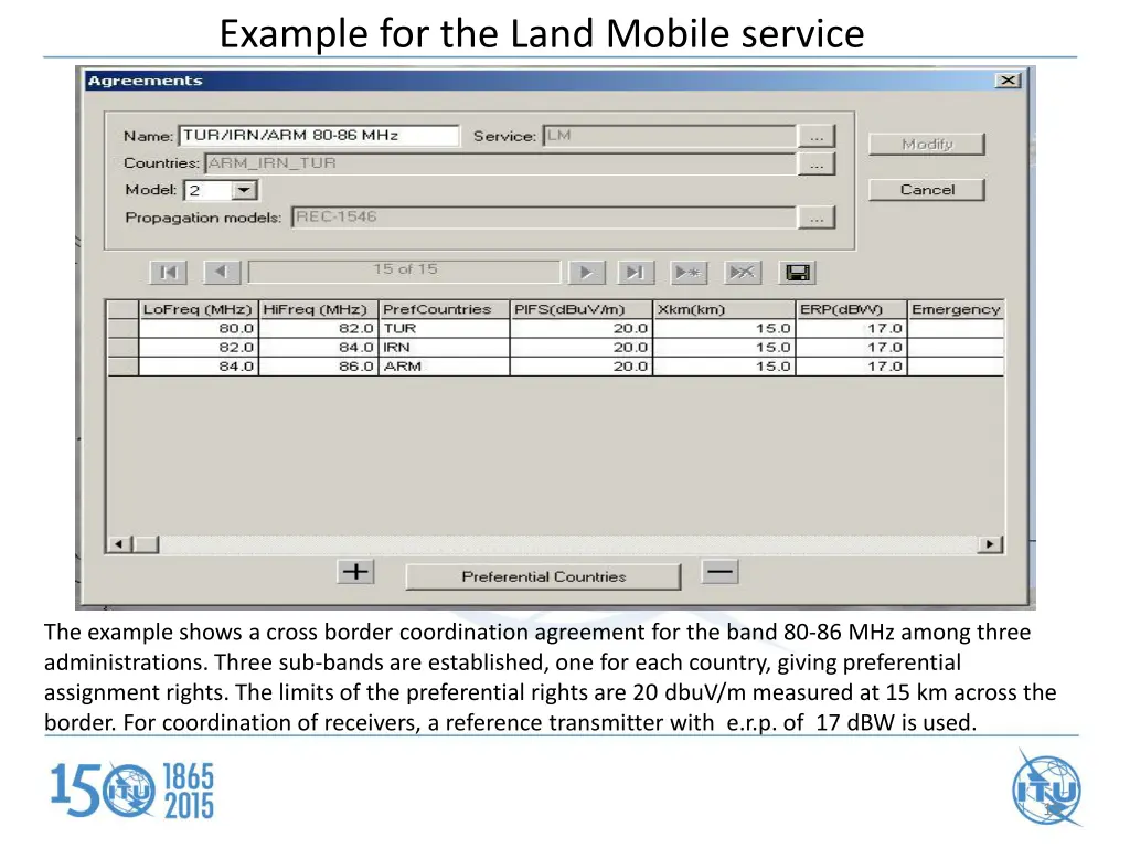 example for the land mobile service