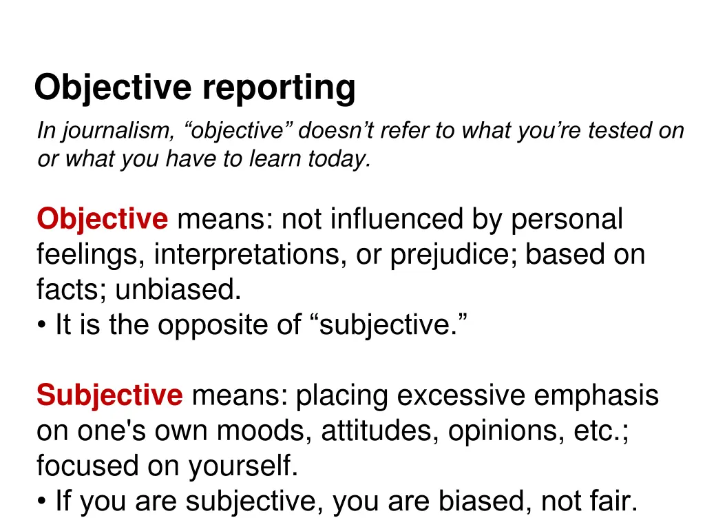 objective reporting 1