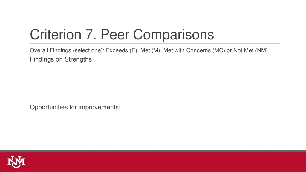 criterion 7 peer comparisons