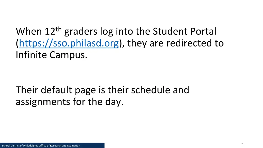 when 12 th graders log into the student portal