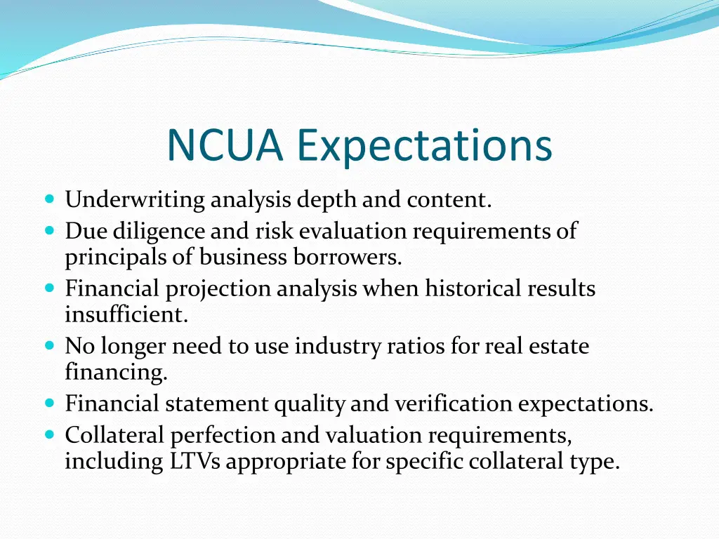 ncua expectations