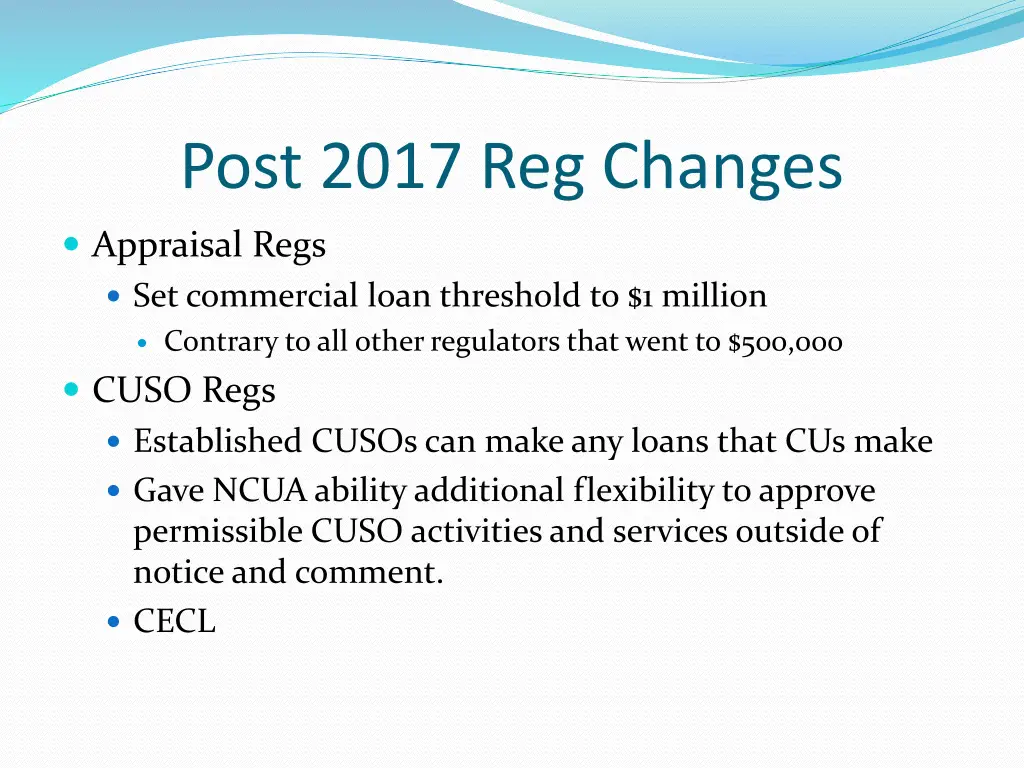 post 2017 reg changes