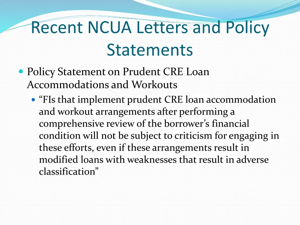 recent ncua letters and policy statements 1