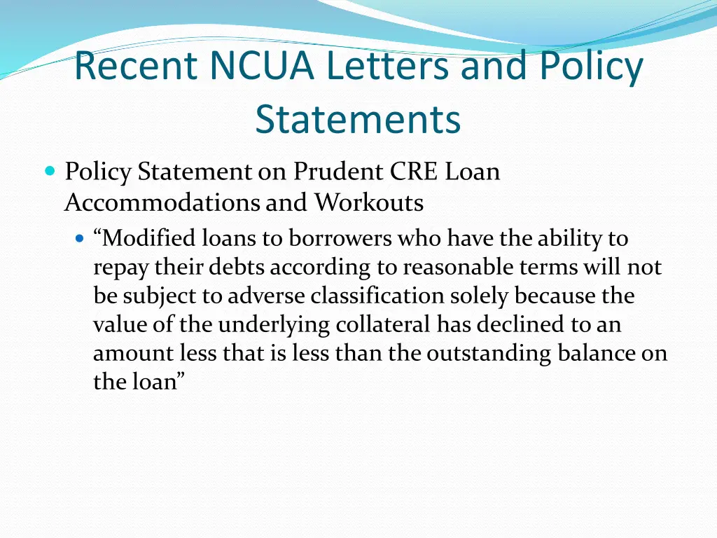 recent ncua letters and policy statements 2