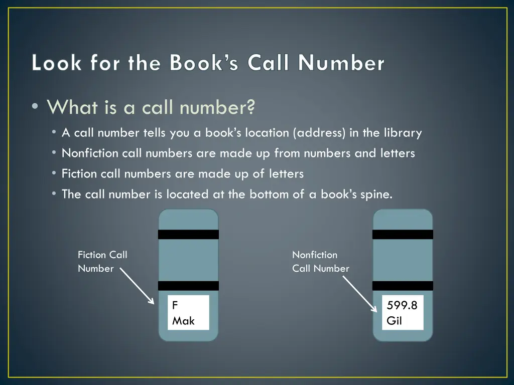 look for the book s call number