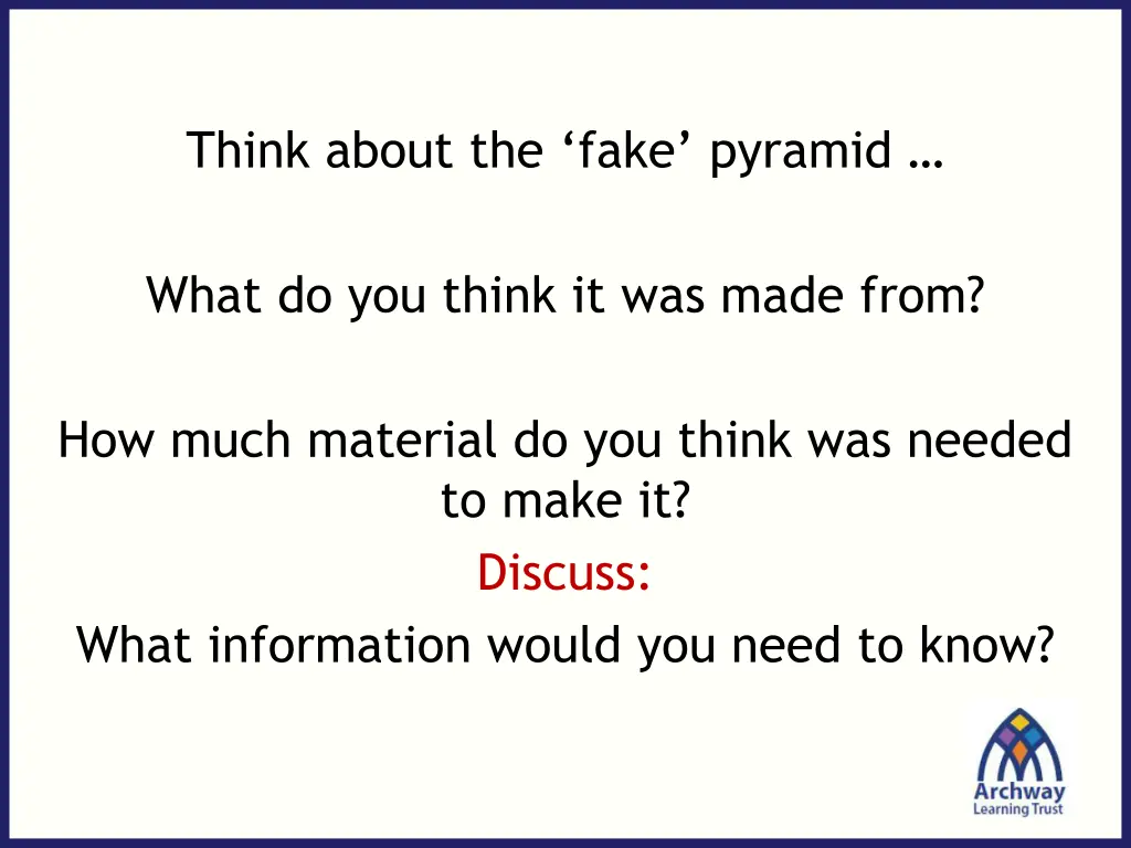 think about the fake pyramid