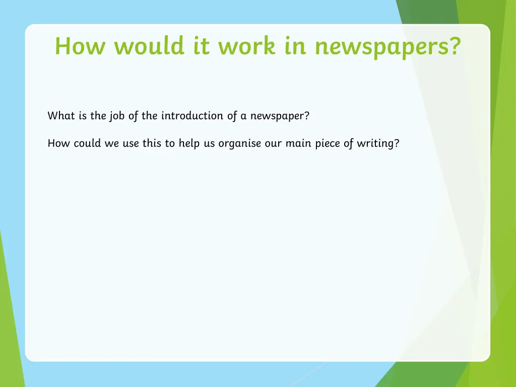 how would it work in newspapers