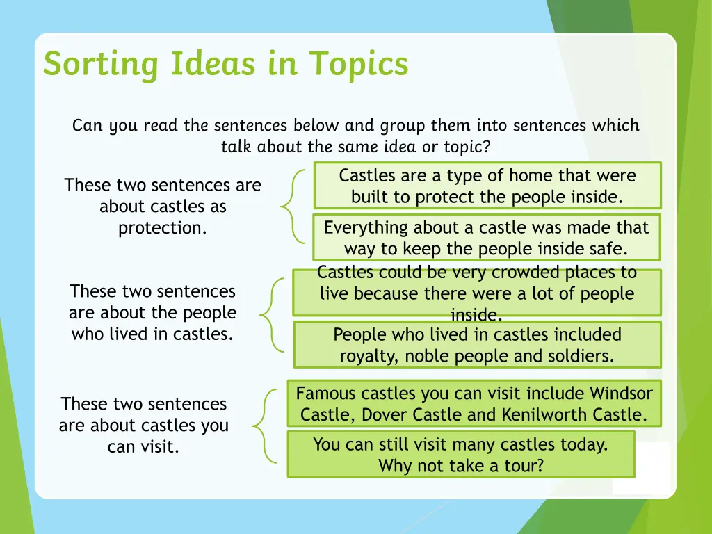 sorting ideas in topics 1