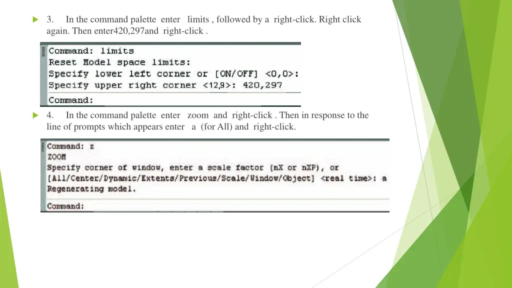 3 in the command palette enter limits followed