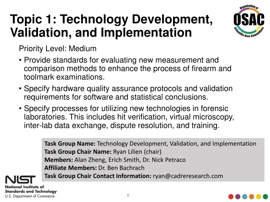topic 1 technology development validation