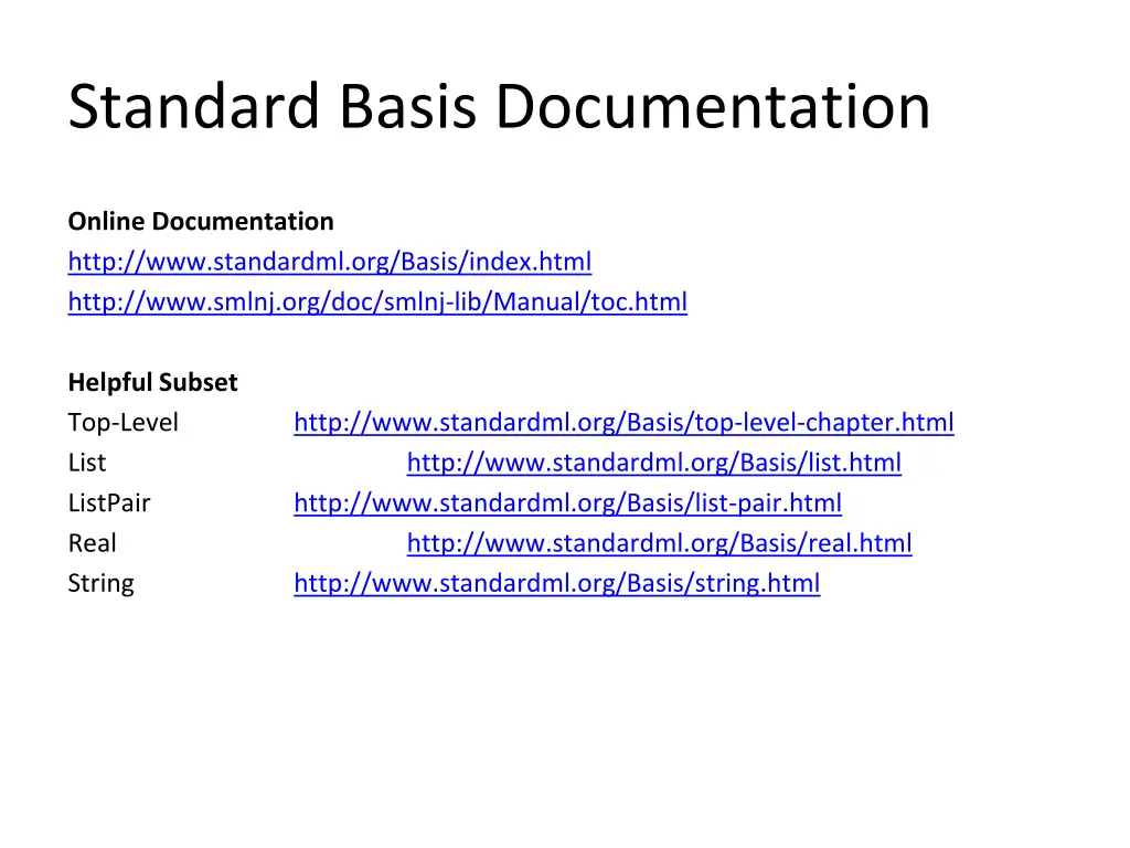 standard basis documentation