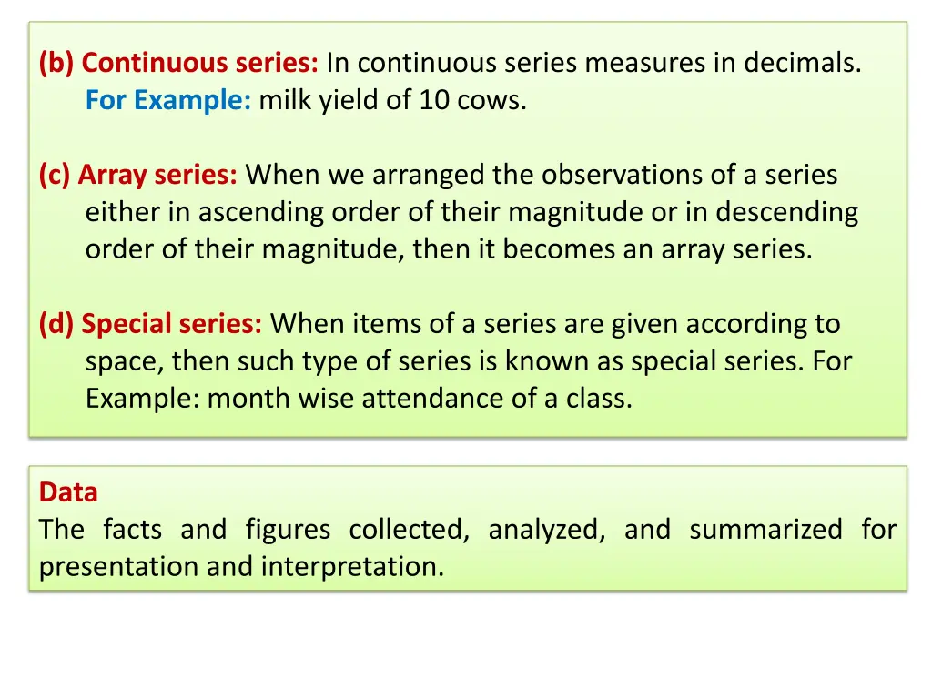 b continuous series in continuous series measures