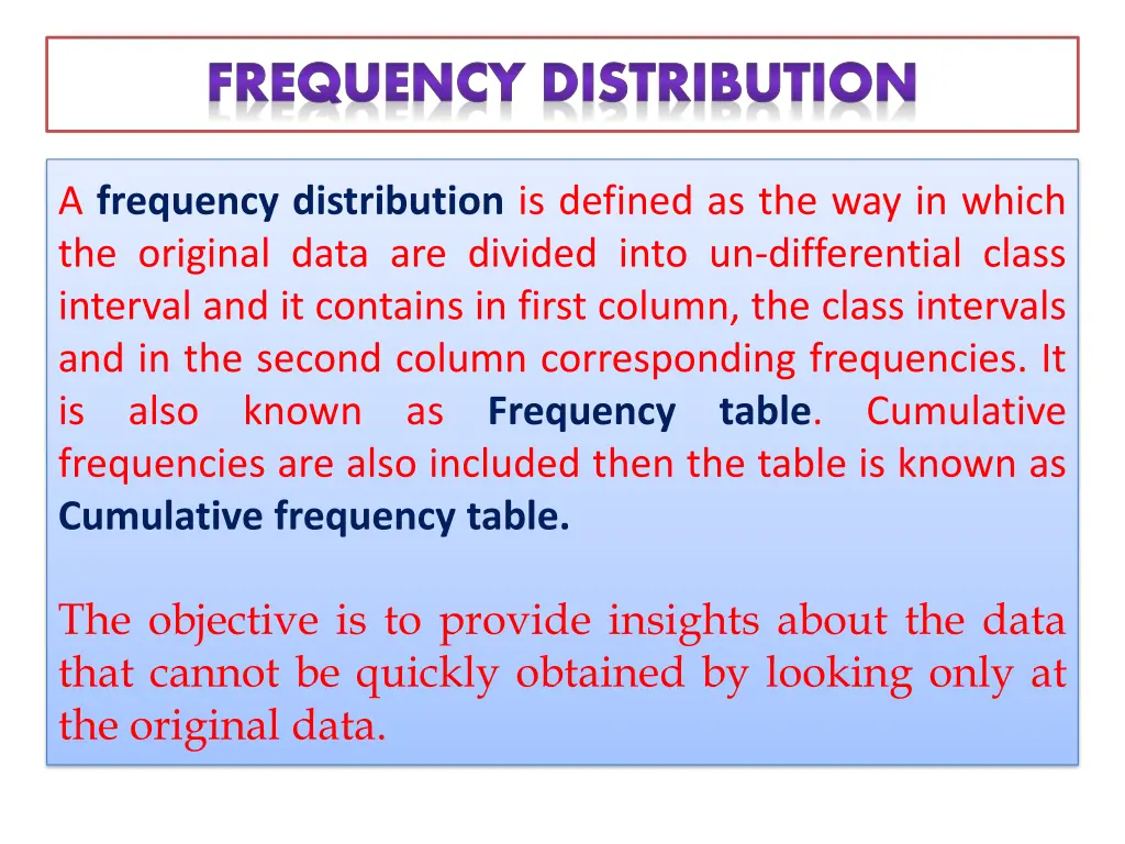frequency distribution