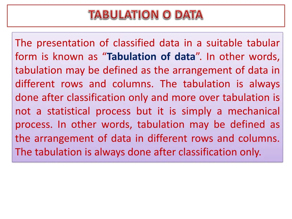 the presentation of classified data in a suitable