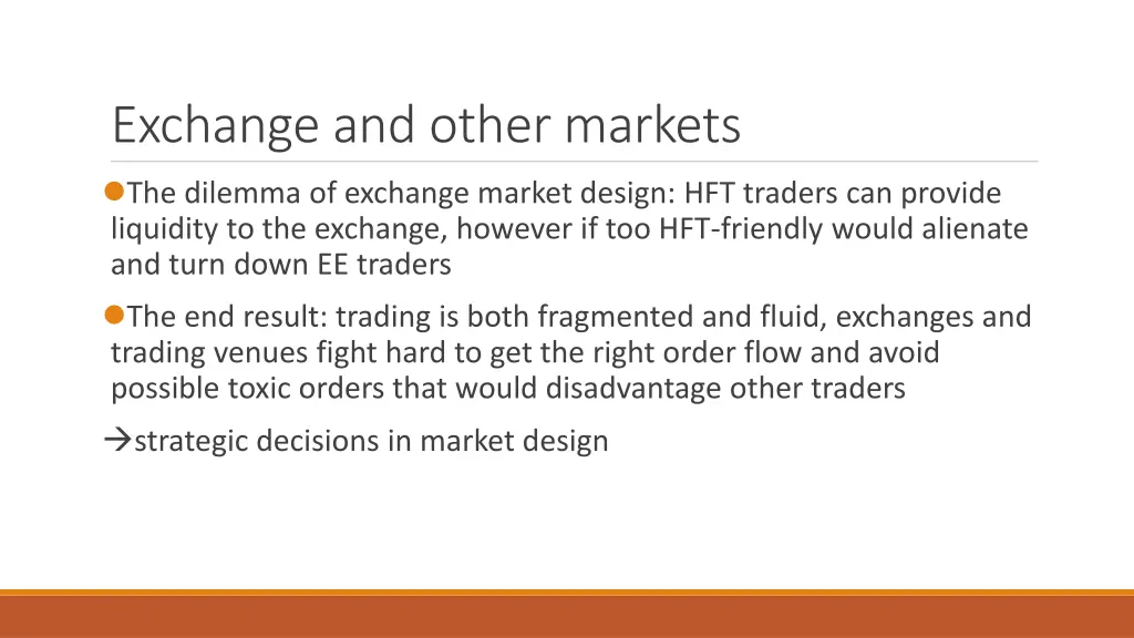 exchange and other markets